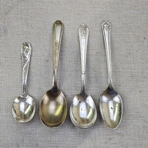 Gerber Rogers Bros Winthrop Silver Plate Baby Spoon Set 4pc Vintage Flatware